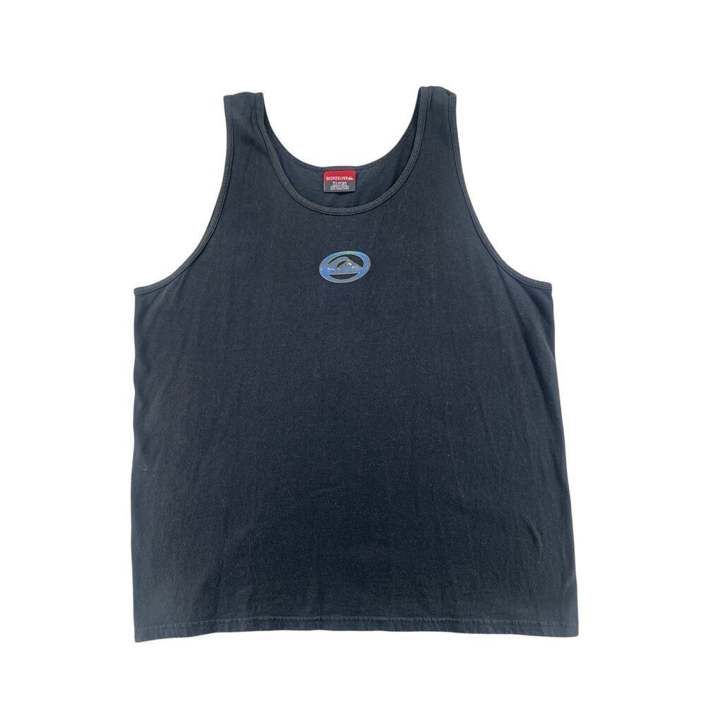 Vtg Quiksilver Black Tank Top XL Surf Skate Logo Sleeveless Shirt